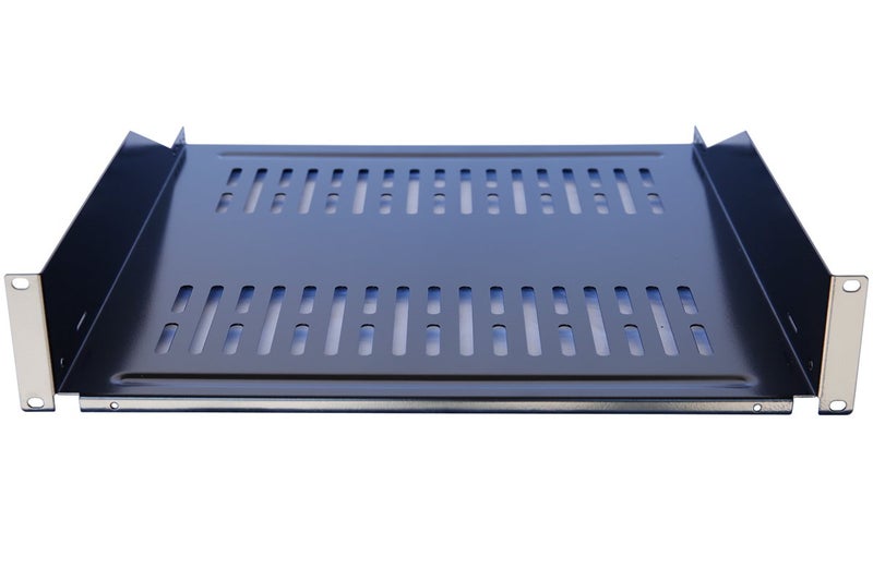 RAISING ELECTRONICS 1 Pack 19inch Vented Steel 2 Space 2U Rack Mount Cantilever Network Shelf 18inch Deep - Image 1